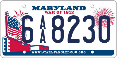 MD license plate 6AA8230