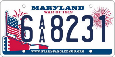 MD license plate 6AA8231