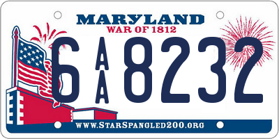 MD license plate 6AA8232