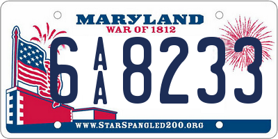 MD license plate 6AA8233