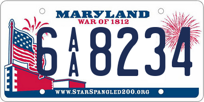 MD license plate 6AA8234