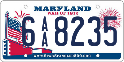 MD license plate 6AA8235