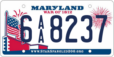 MD license plate 6AA8237