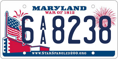 MD license plate 6AA8238