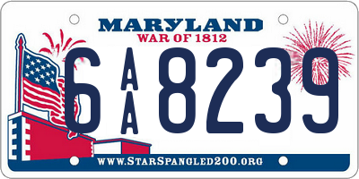 MD license plate 6AA8239