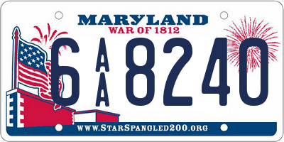 MD license plate 6AA8240