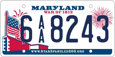 MD license plate 6AA8243