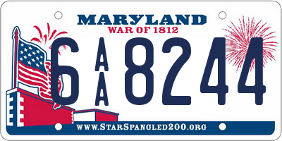 MD license plate 6AA8244