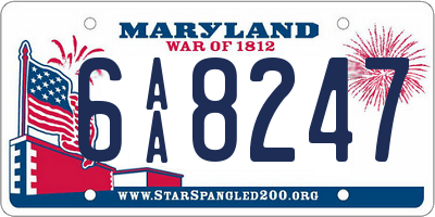 MD license plate 6AA8247