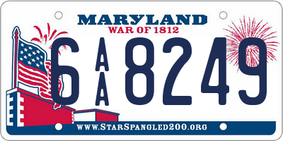 MD license plate 6AA8249