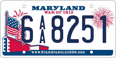 MD license plate 6AA8251