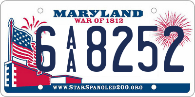 MD license plate 6AA8252