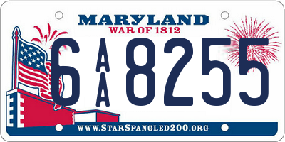 MD license plate 6AA8255