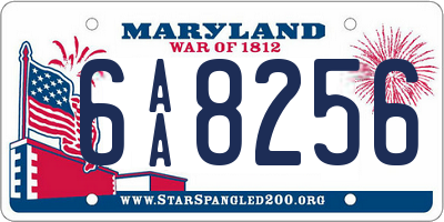 MD license plate 6AA8256