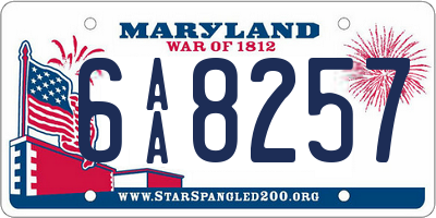 MD license plate 6AA8257