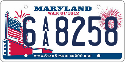 MD license plate 6AA8258