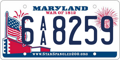 MD license plate 6AA8259