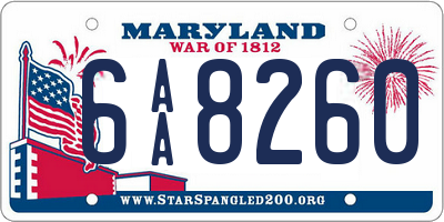 MD license plate 6AA8260