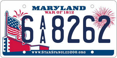 MD license plate 6AA8262