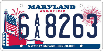 MD license plate 6AA8263