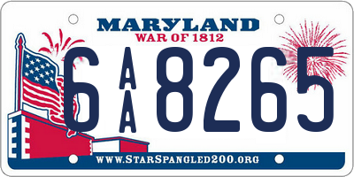 MD license plate 6AA8265