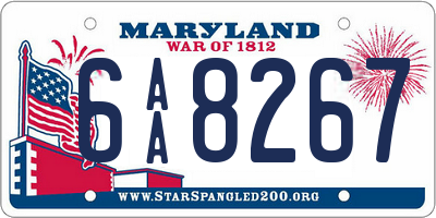 MD license plate 6AA8267