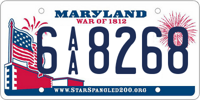 MD license plate 6AA8268