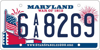 MD license plate 6AA8269