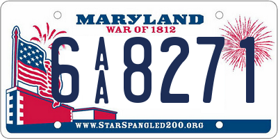 MD license plate 6AA8271