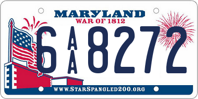 MD license plate 6AA8272