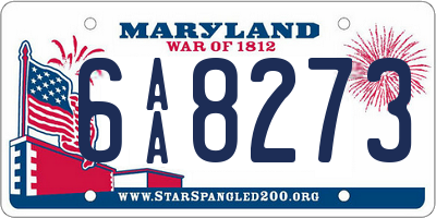 MD license plate 6AA8273