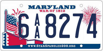 MD license plate 6AA8274