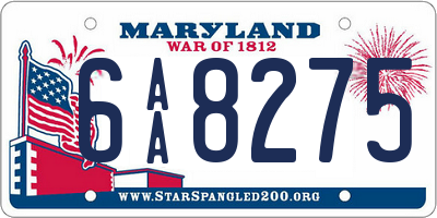 MD license plate 6AA8275