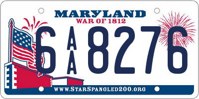 MD license plate 6AA8276