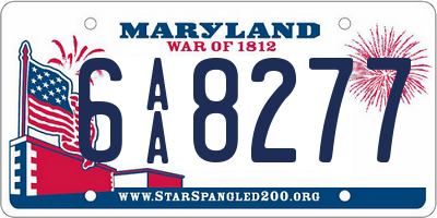 MD license plate 6AA8277