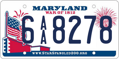 MD license plate 6AA8278