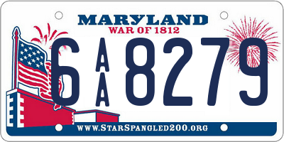 MD license plate 6AA8279