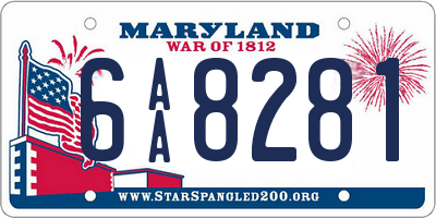 MD license plate 6AA8281