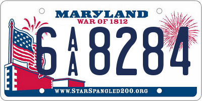 MD license plate 6AA8284