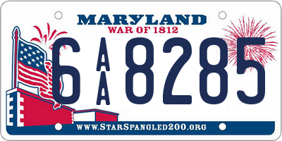 MD license plate 6AA8285