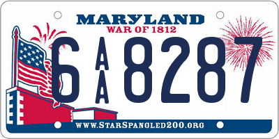 MD license plate 6AA8287