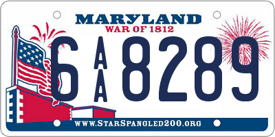 MD license plate 6AA8289