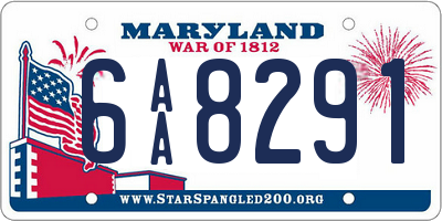 MD license plate 6AA8291