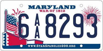 MD license plate 6AA8293