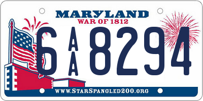 MD license plate 6AA8294