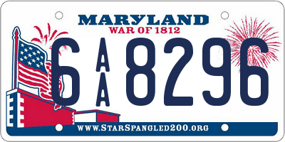 MD license plate 6AA8296