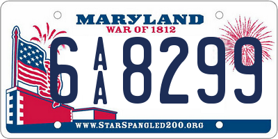 MD license plate 6AA8299