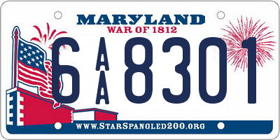 MD license plate 6AA8301