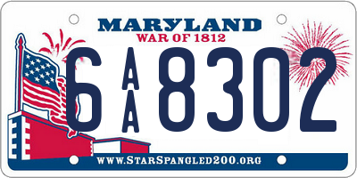 MD license plate 6AA8302