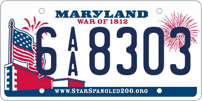 MD license plate 6AA8303